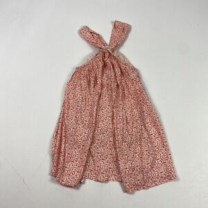 Bohera Dress Womens Medium Red White Floral‎ Halter Maxi Lined Boho Italy India
